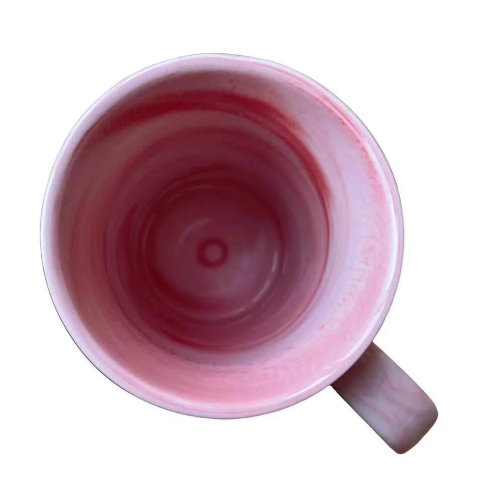 Boss Lady Ceramic Mug With Lid and Long Spoon Pink and White Marble 14 oz. - Picture 5 of 12